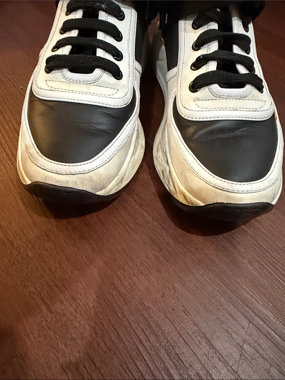 Burberry Sneakers Black and White Logo Strap Sneakers